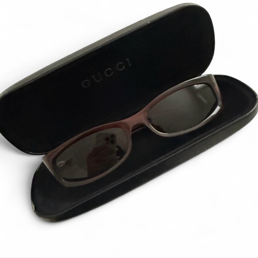 Gucci Brown Rectangular Sunglasses with Dark Lenses